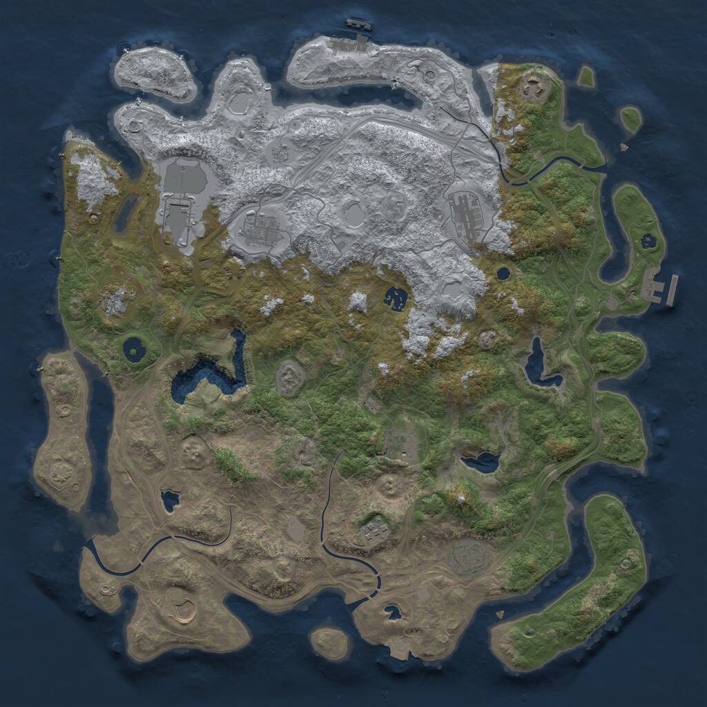 Rust Map: Procedural Map, Size: 4500, Seed: 32801, 16 Monuments