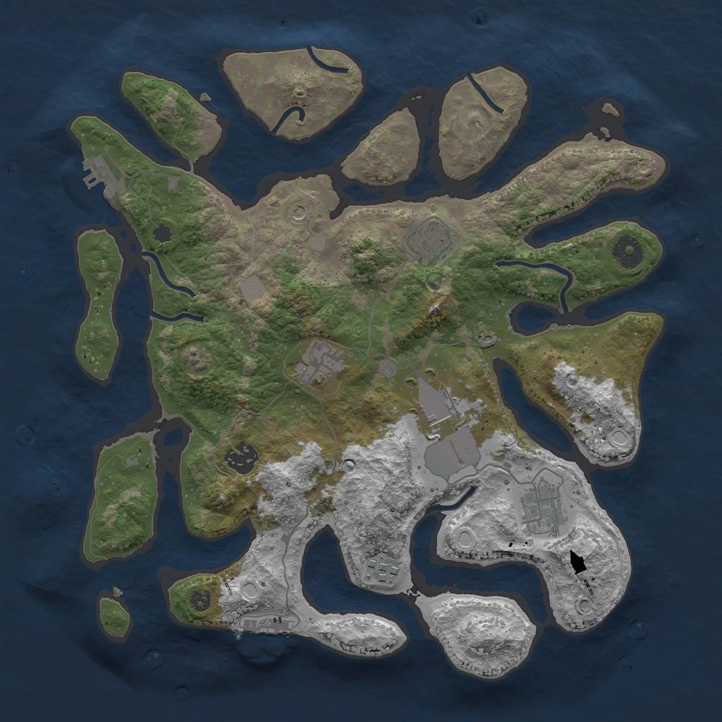 Rust Map: Procedural Map, Size: 3500, Seed: 48047066, 14 Monuments