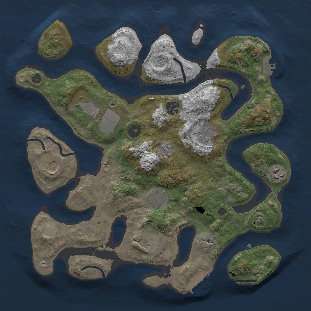 Rust Map: Procedural Map, Size: 3500, Seed: 380199, 16 Monuments