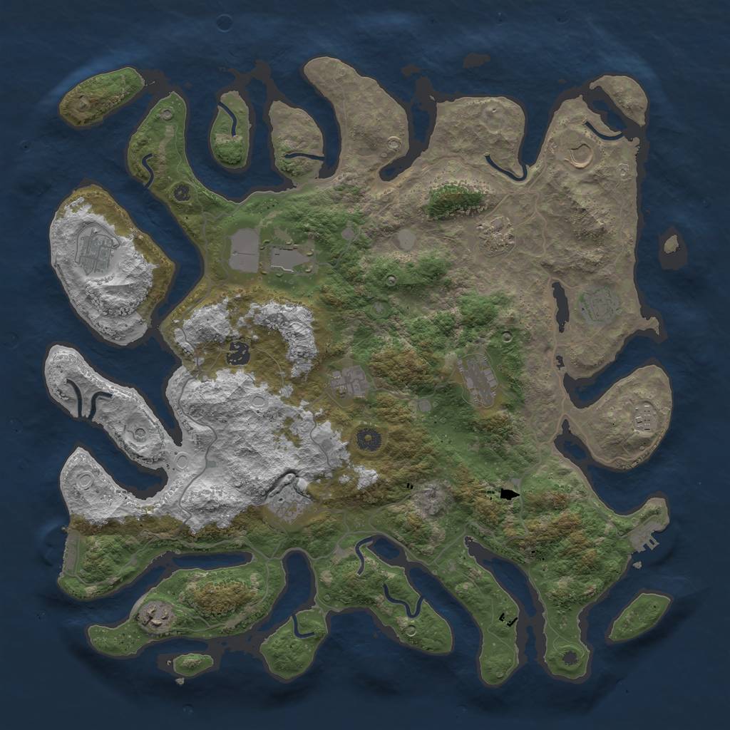 Rust Map: Procedural Map, Size: 4500, Seed: 1379543, 19 Monuments