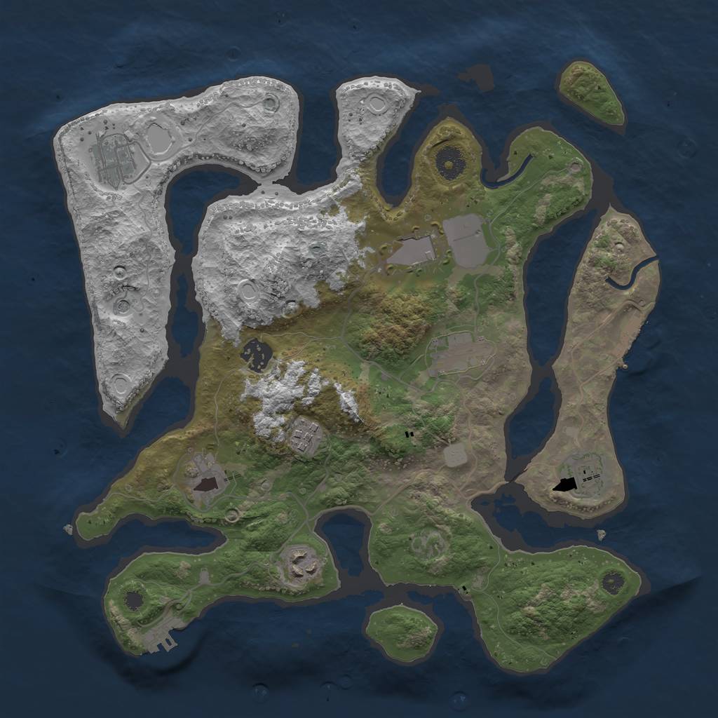 Rust Map: Procedural Map, Size: 3500, Seed: 409, 16 Monuments