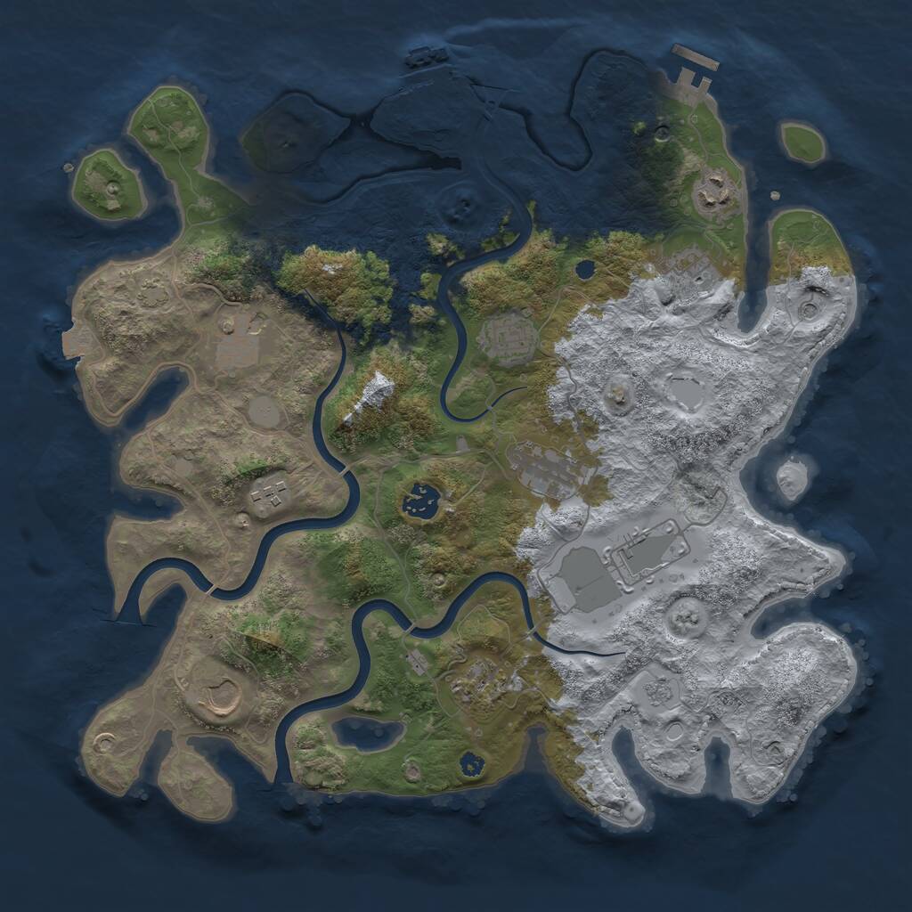 Rust Map: Procedural Map, Size: 3800, Seed: 210786165, 16 Monuments