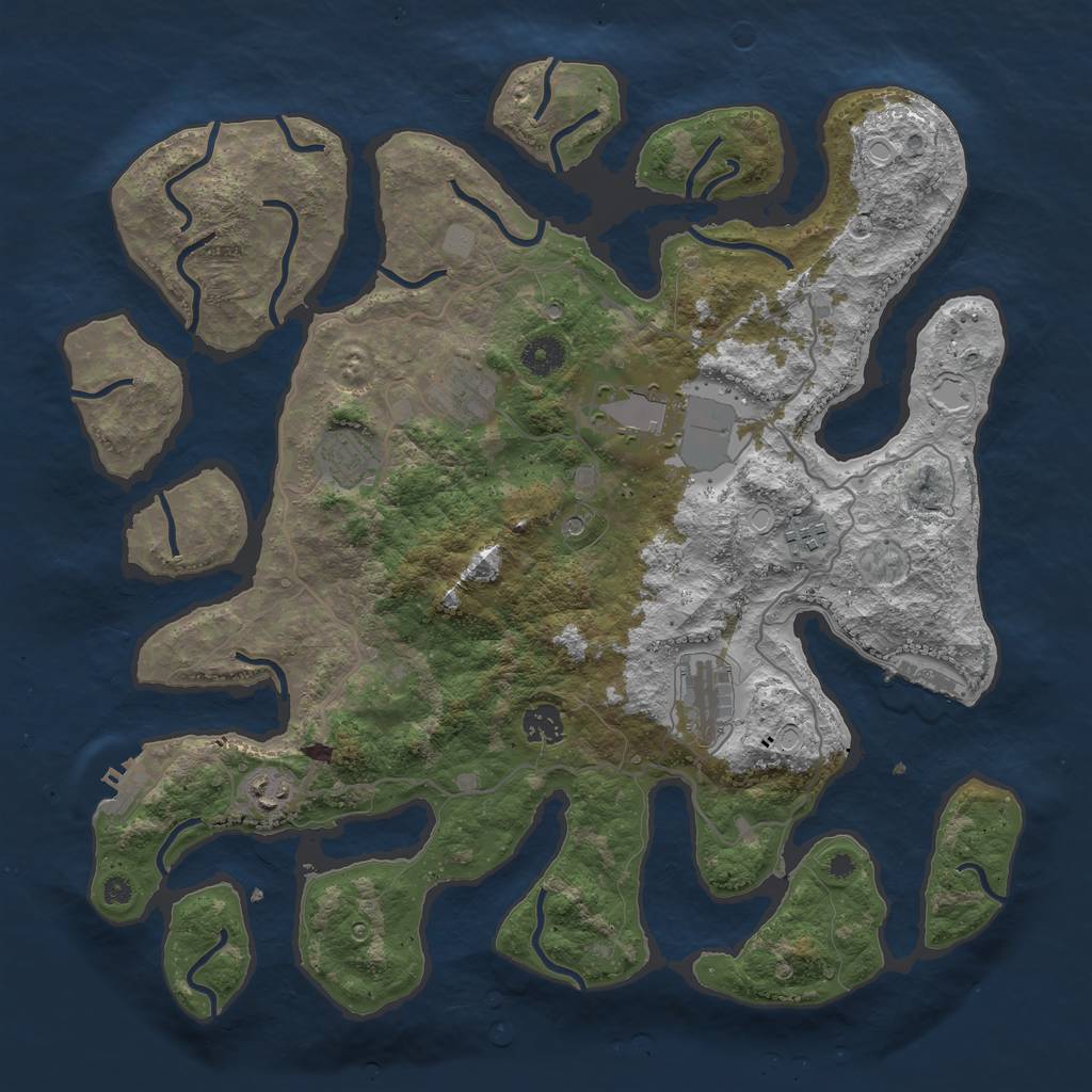 Rust Map: Procedural Map, Size: 4000, Seed: 583641, 15 Monuments