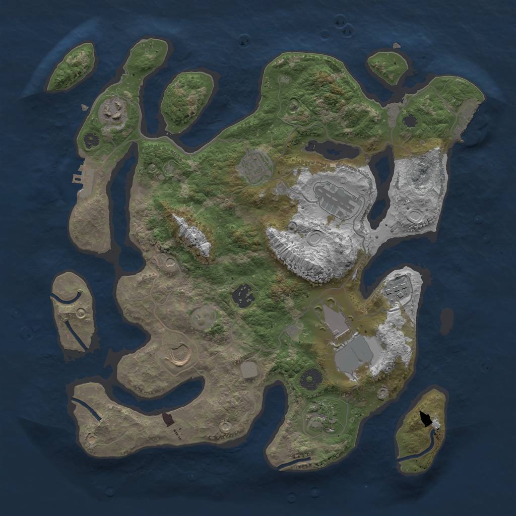 Rust Map: Procedural Map, Size: 3550, Seed: 885175, 16 Monuments
