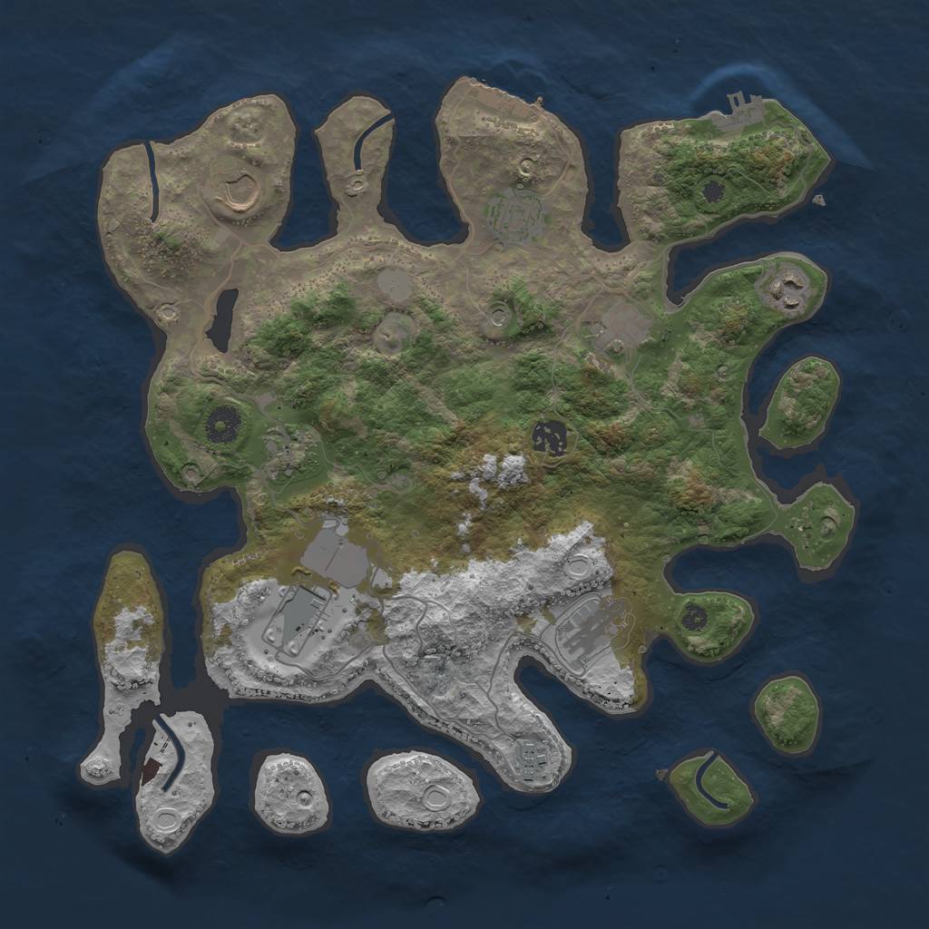 Rust Map: Procedural Map, Size: 3750, Seed: 9461014, 17 Monuments