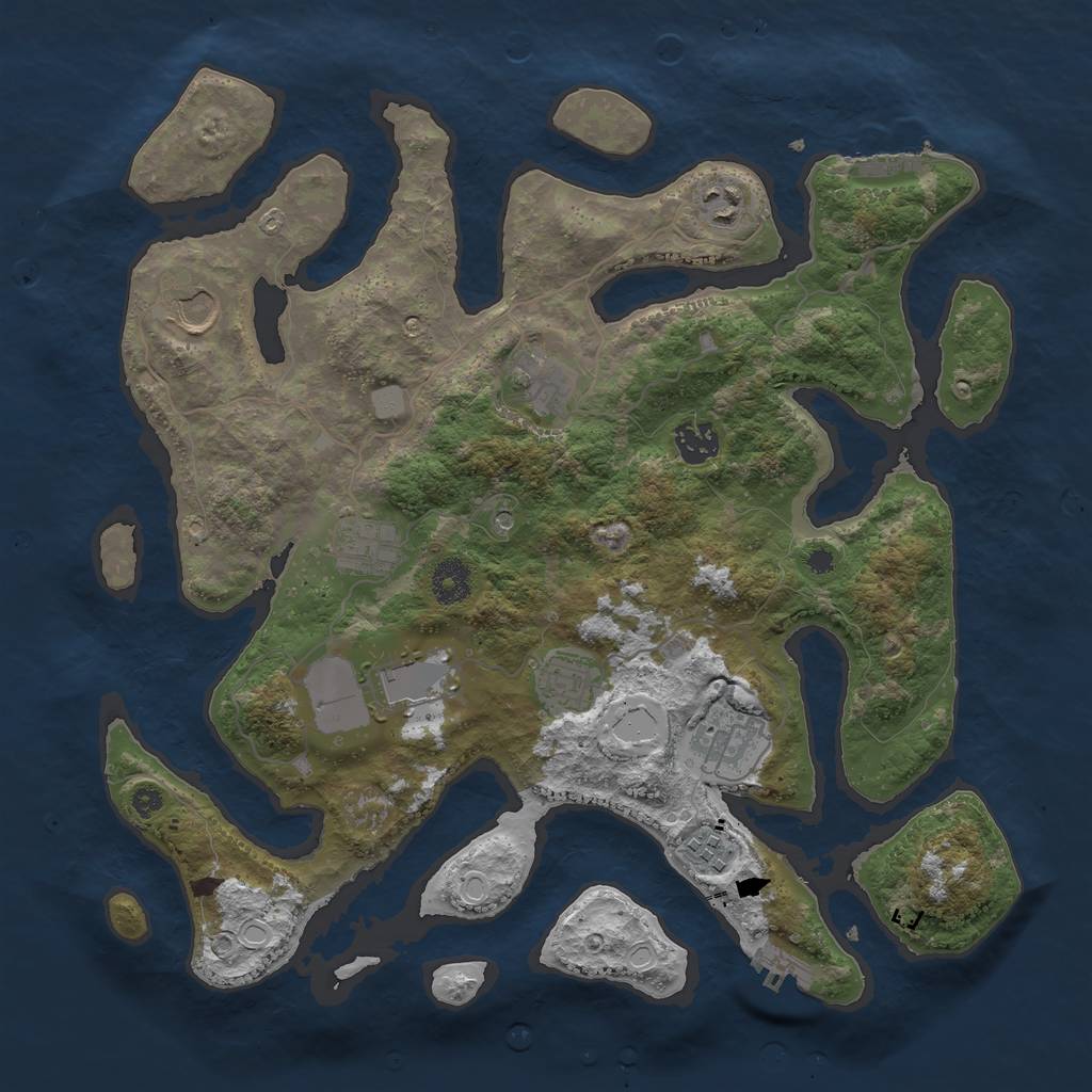 Rust Map: Procedural Map, Size: 3750, Seed: 278898, 17 Monuments