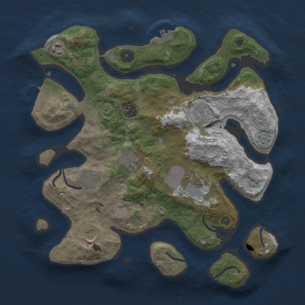 Rust Map: Procedural Map, Size: 3510, Seed: 3512166, 16 Monuments