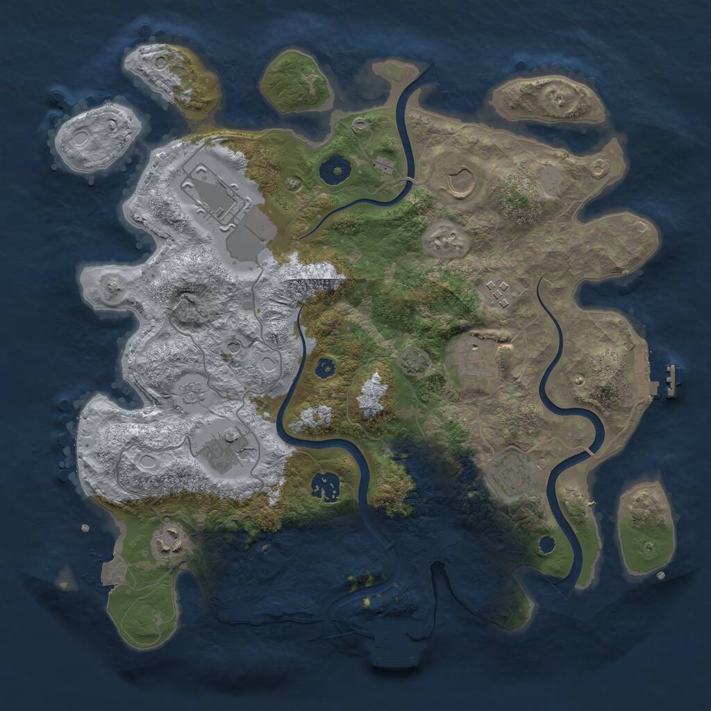 Rust Map: Procedural Map, Size: 3550, Seed: 565546, 14 Monuments