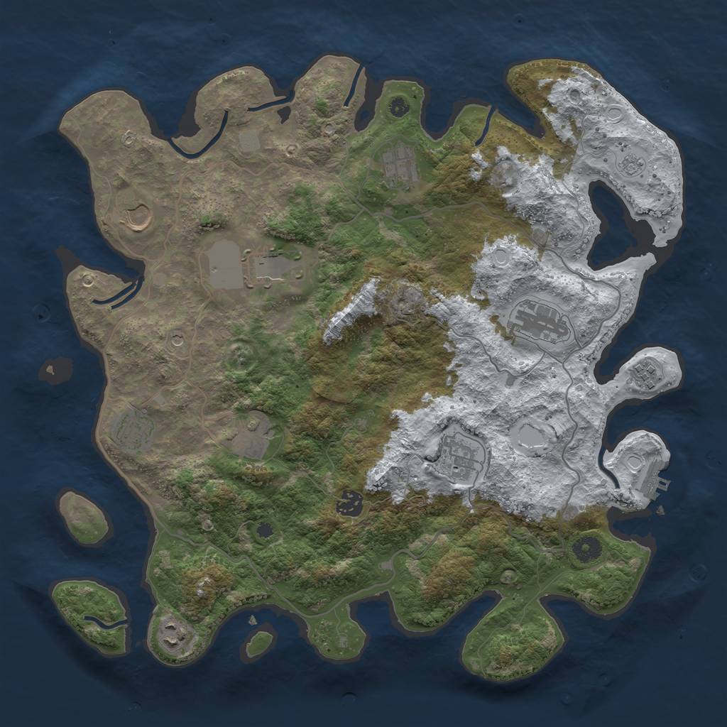 Rust Map: Procedural Map, Size: 4000, Seed: 789323125, 18 Monuments