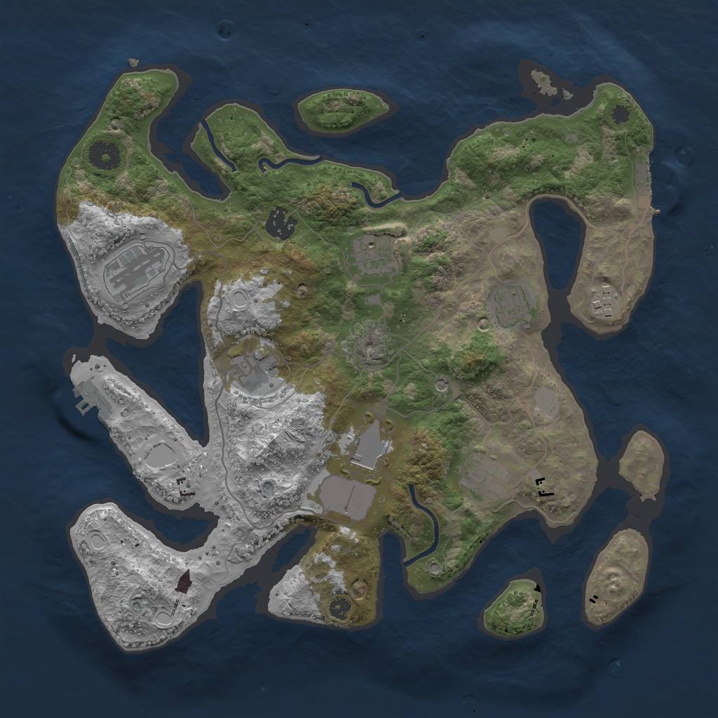 Rust Map: Procedural Map, Size: 3500, Seed: 601569204, 16 Monuments