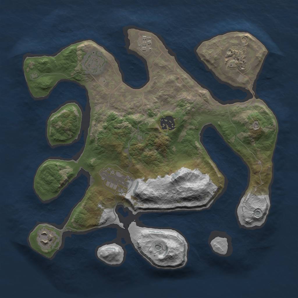 Rust Map: Barren, Size: 3000, Seed: 213010632, 9 Monuments