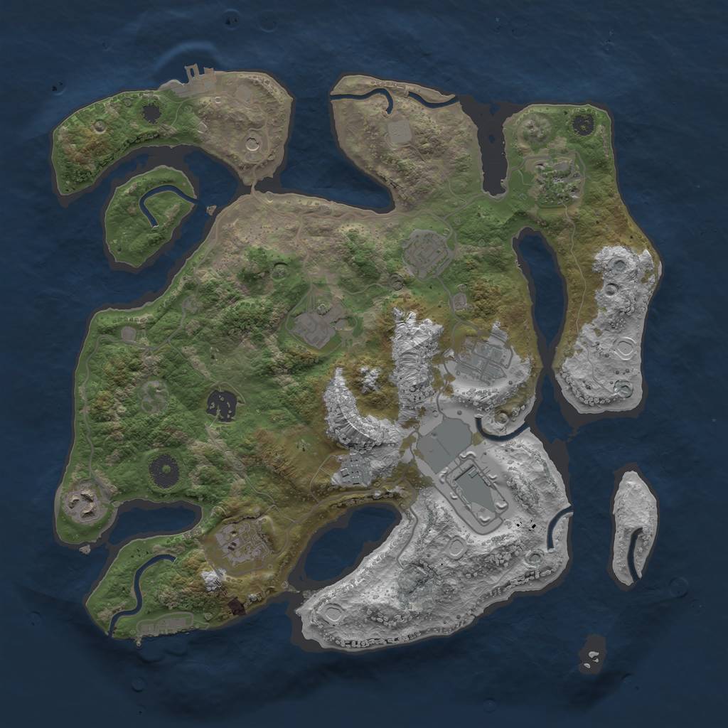 Rust Map: Procedural Map, Size: 3500, Seed: 7914644, 17 Monuments