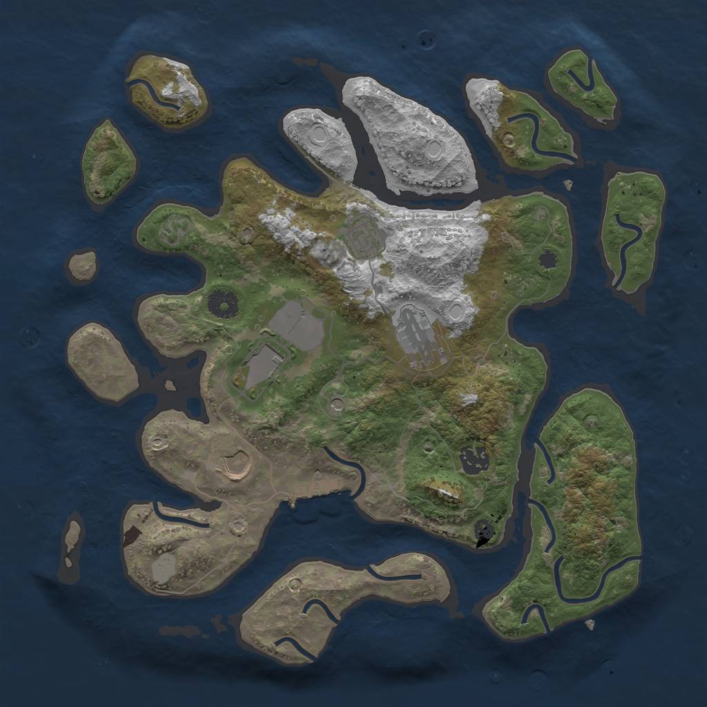 Rust Map: Procedural Map, Size: 3500, Seed: 5942372, 12 Monuments