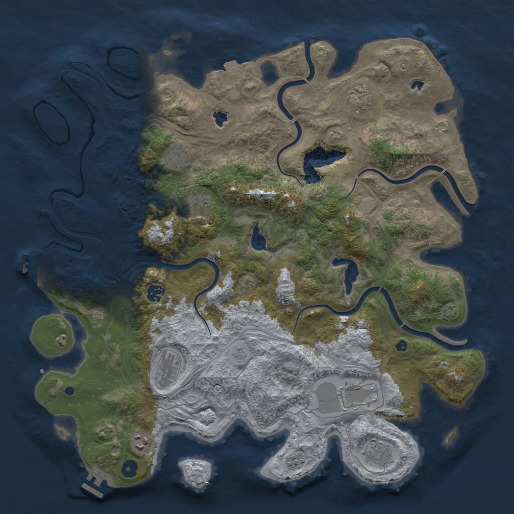 Rust Map: Procedural Map, Size: 4500, Seed: 3406186, 15 Monuments