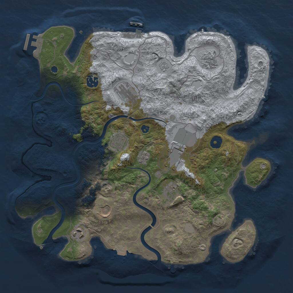 Rust Map: Procedural Map, Size: 3600, Seed: 10256, 15 Monuments