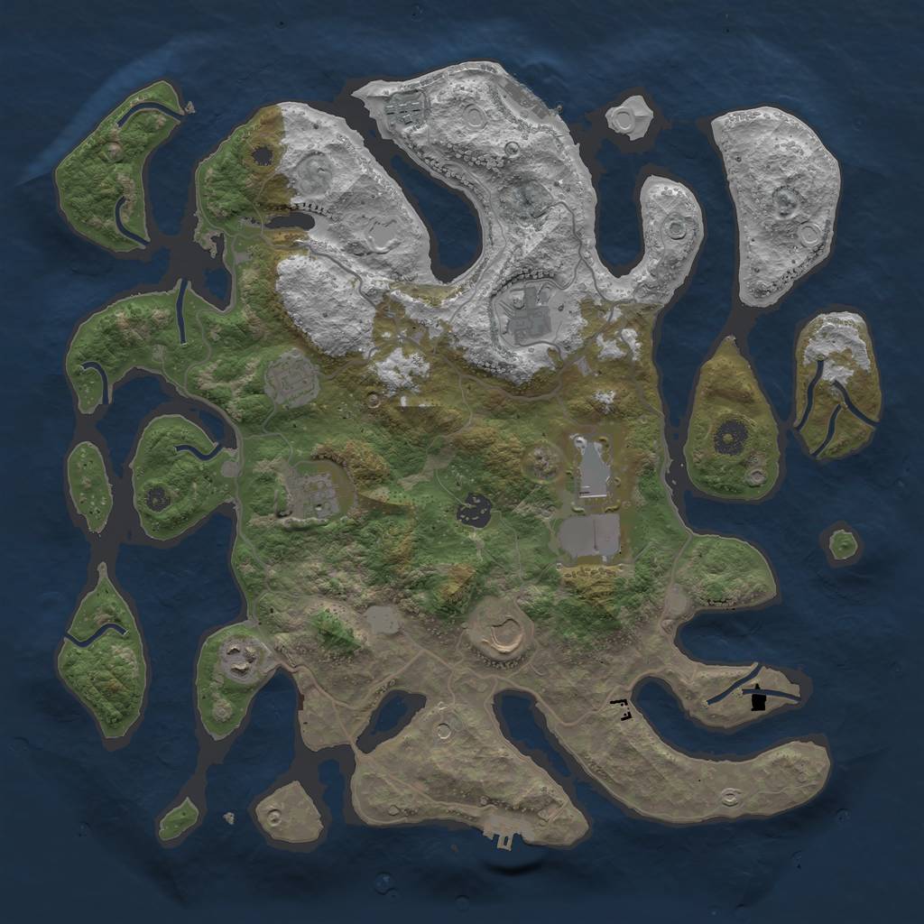 Rust Map: Procedural Map, Size: 4000, Seed: 983434, 16 Monuments