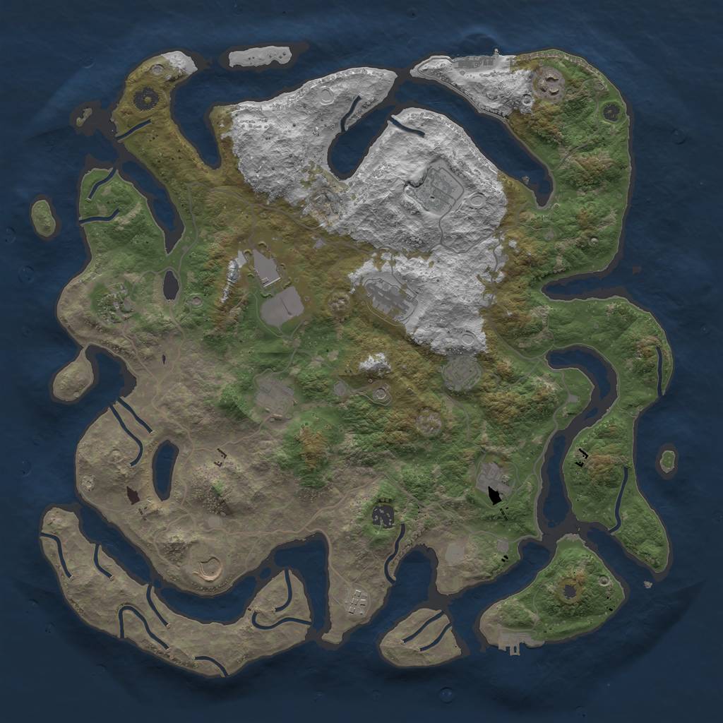 Rust Map: Procedural Map, Size: 4500, Seed: 1161249, 19 Monuments