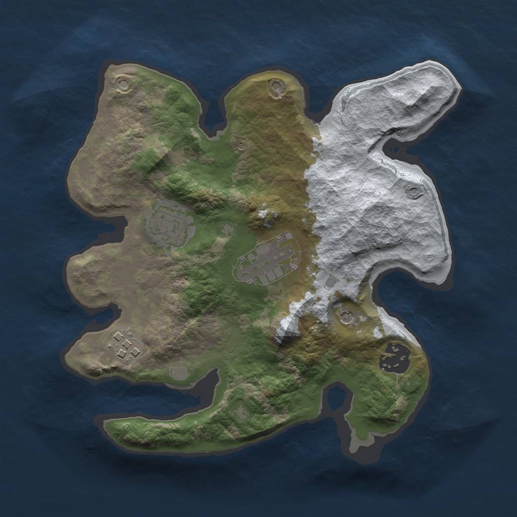 Rust Map: Barren, Size: 2500, Seed: 361049354, 7 Monuments