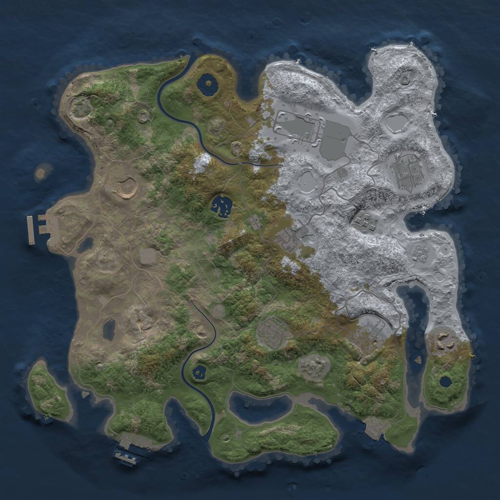 Rust Map: Procedural Map, Size: 3500, Seed: 1805837, 14 Monuments