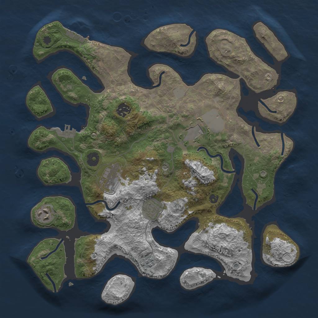 Rust Map: Procedural Map, Size: 3550, Seed: 816338, 14 Monuments