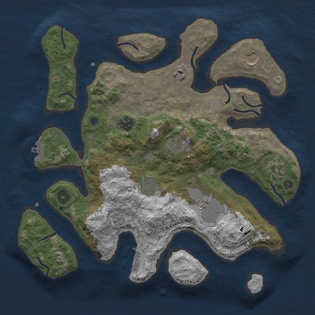 Rust Map: Procedural Map, Size: 3510, Seed: 5210336, 16 Monuments