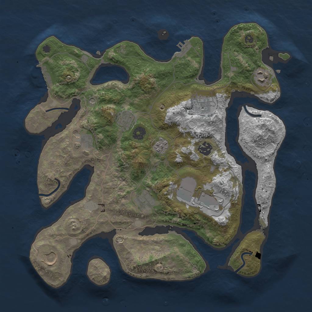 Rust Map: Procedural Map, Size: 3510, Seed: 1517976, 17 Monuments