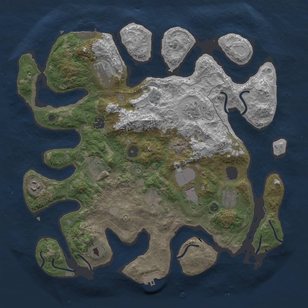 Rust Map: Procedural Map, Size: 4000, Seed: 293481, 18 Monuments
