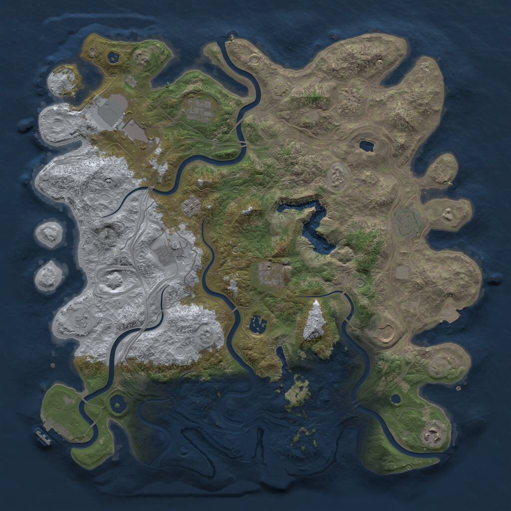 Rust Map: Procedural Map, Size: 4300, Seed: 2130842765, 16 Monuments