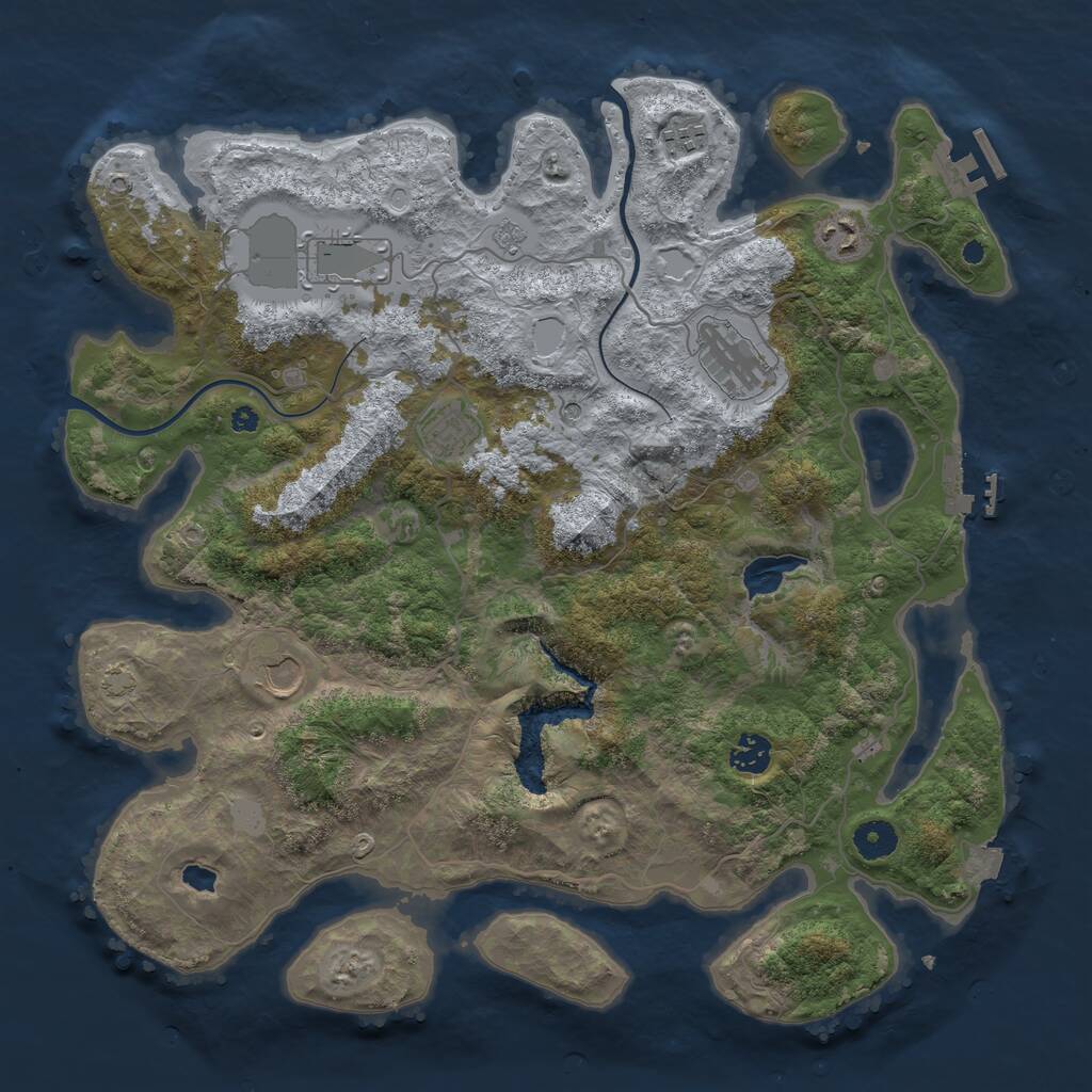 Rust Map: Procedural Map, Size: 4000, Seed: 1991, 13 Monuments