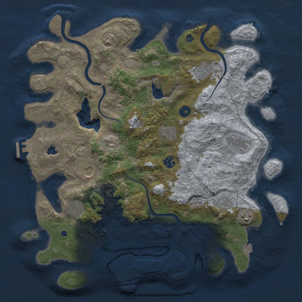 Rust Map: Procedural Map, Size: 4000, Seed: 725566, 15 Monuments