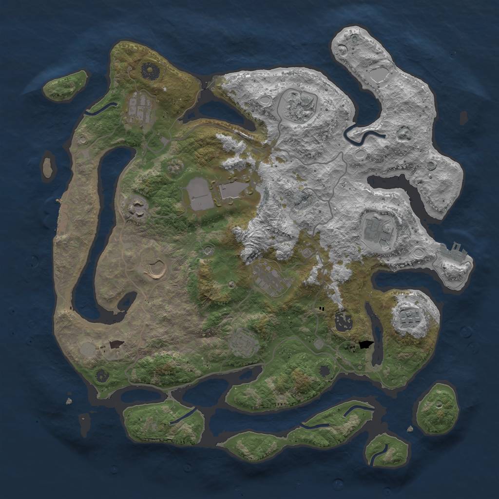 Rust Map: Procedural Map, Size: 4000, Seed: 44855, 18 Monuments