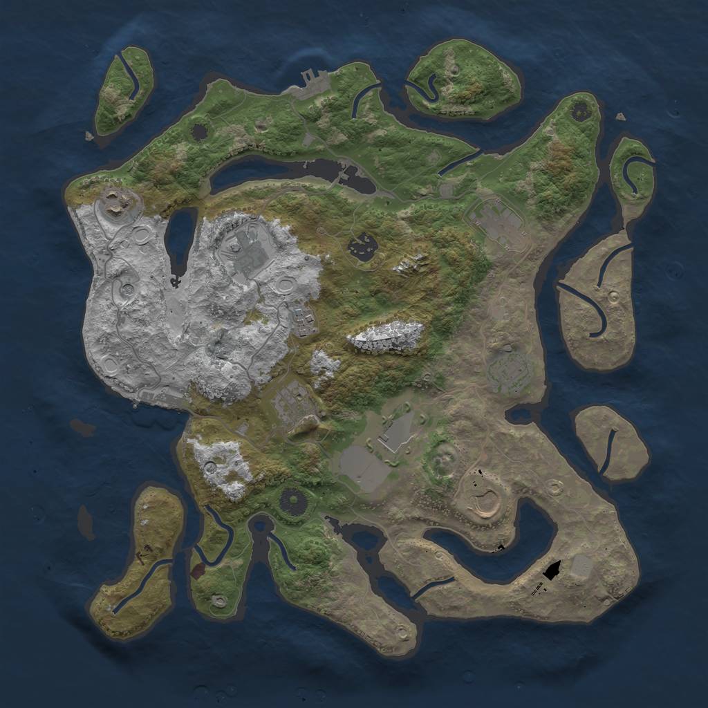 Rust Map: Procedural Map, Size: 3800, Seed: 547498736, 17 Monuments