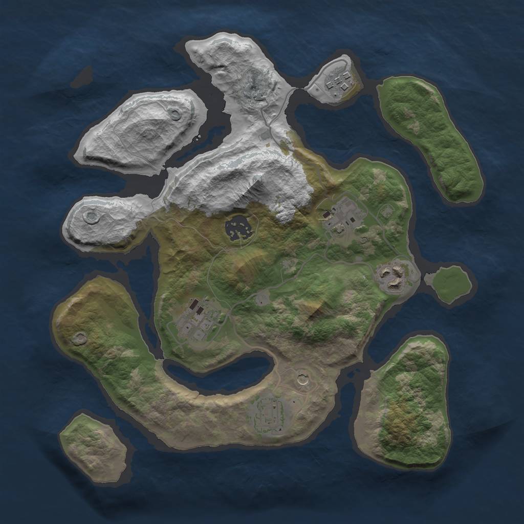 Rust Map: Barren, Size: 3000, Seed: 7777, 9 Monuments