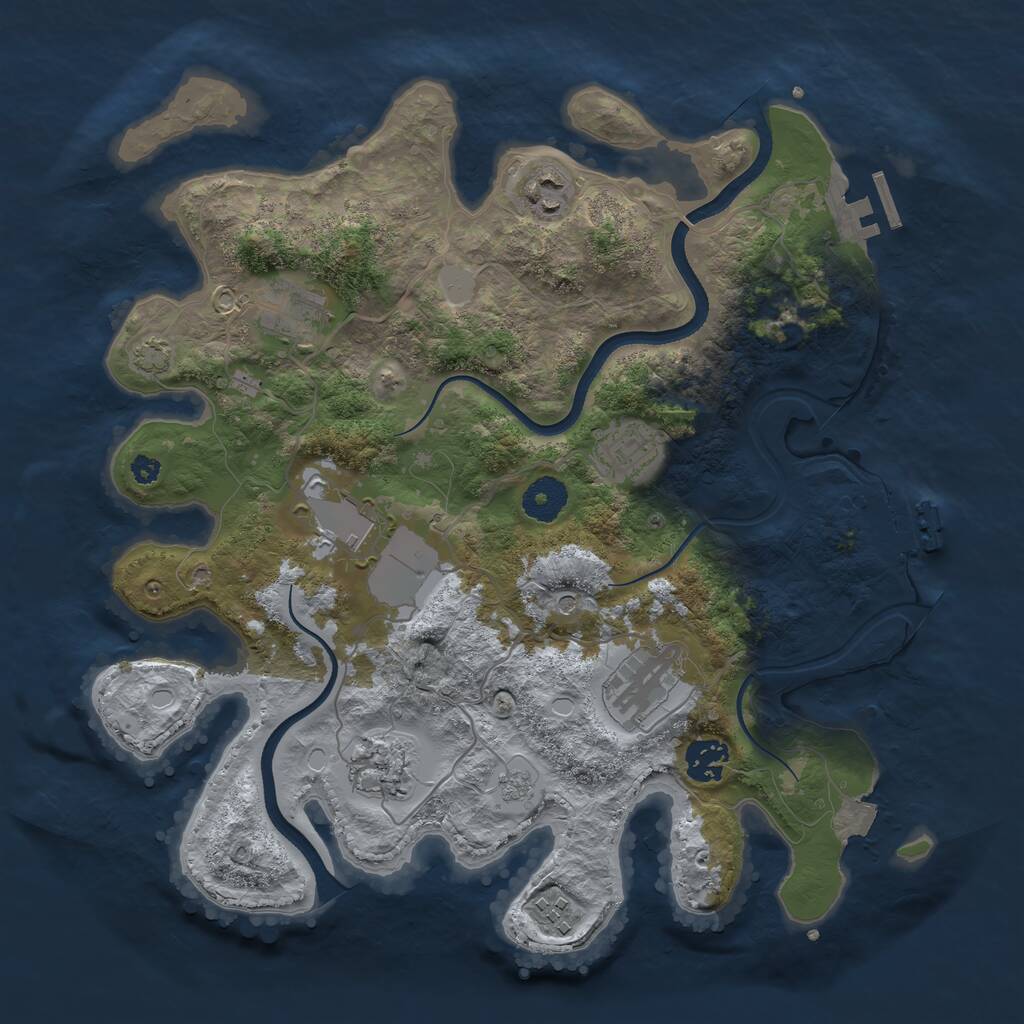 Rust Map: Procedural Map, Size: 3510, Seed: 2141857, 14 Monuments