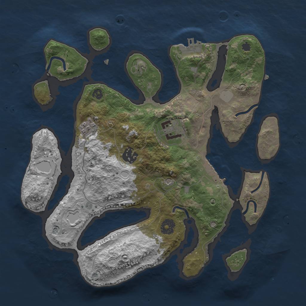 Rust Map: Procedural Map, Size: 3000, Seed: 878643, 11 Monuments