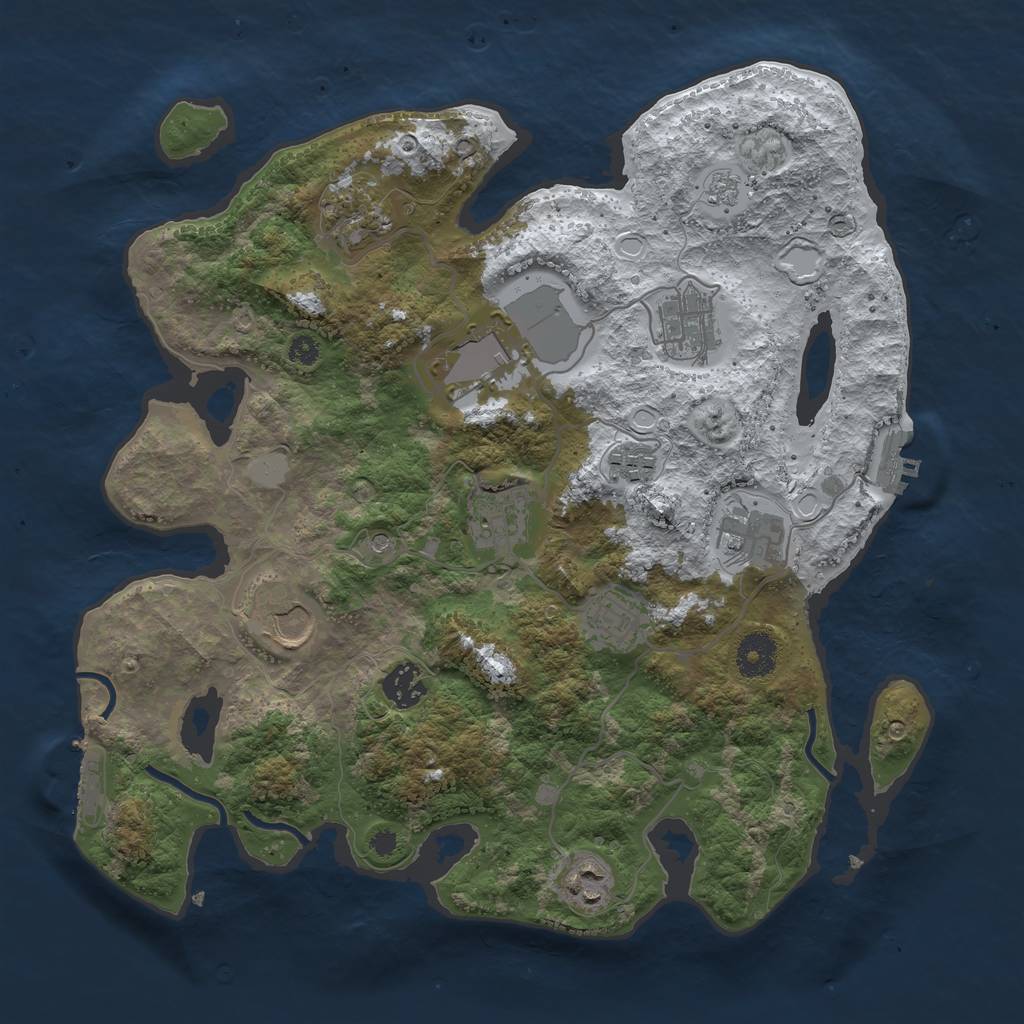 Rust Map: Procedural Map, Size: 3550, Seed: 64328, 19 Monuments