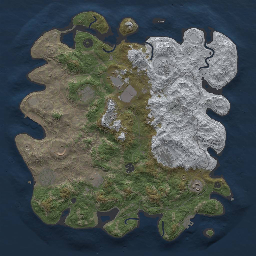 Rust Map: Procedural Map, Size: 4000, Seed: 108053, 19 Monuments