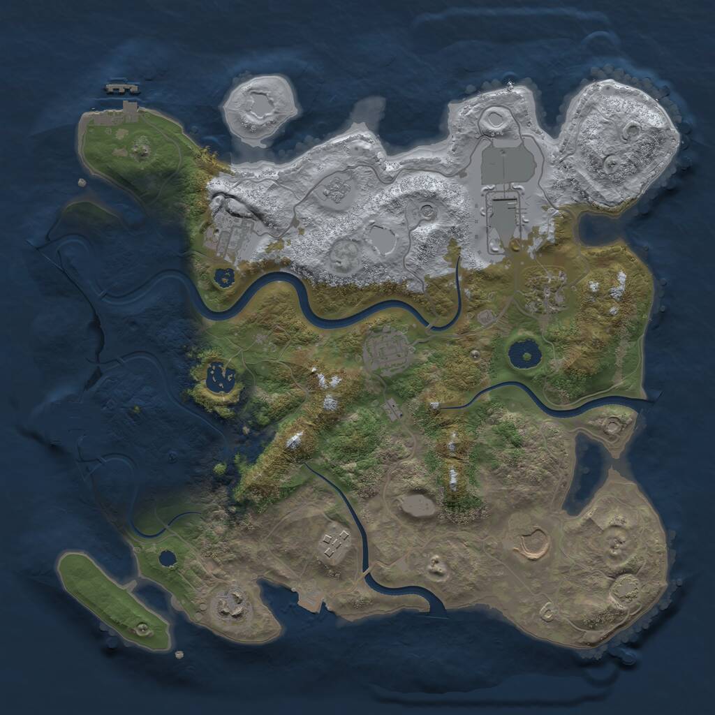 Rust Map: Procedural Map, Size: 3500, Seed: 1018980, 14 Monuments