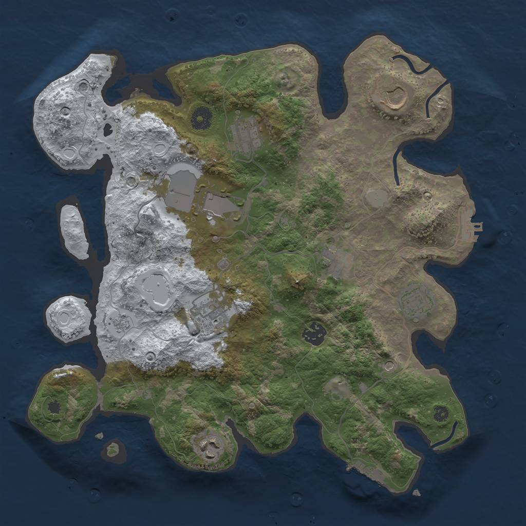 Rust Map: Procedural Map, Size: 3500, Seed: 5454759, 17 Monuments