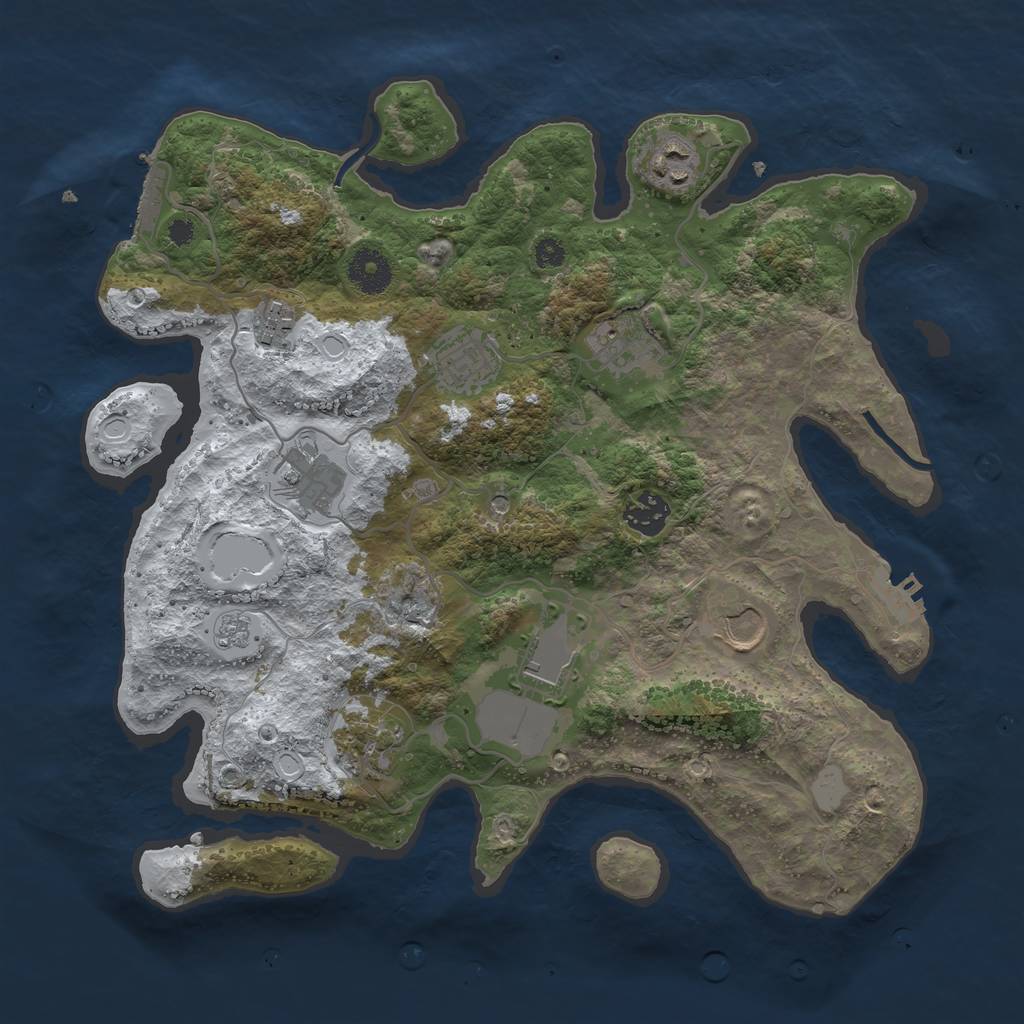 Rust Map: Procedural Map, Size: 3500, Seed: 4523477, 18 Monuments