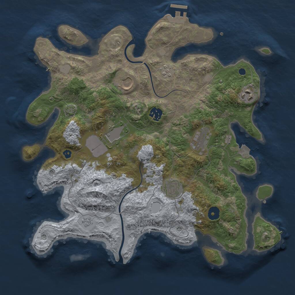 Rust Map: Procedural Map, Size: 3500, Seed: 477503, 12 Monuments