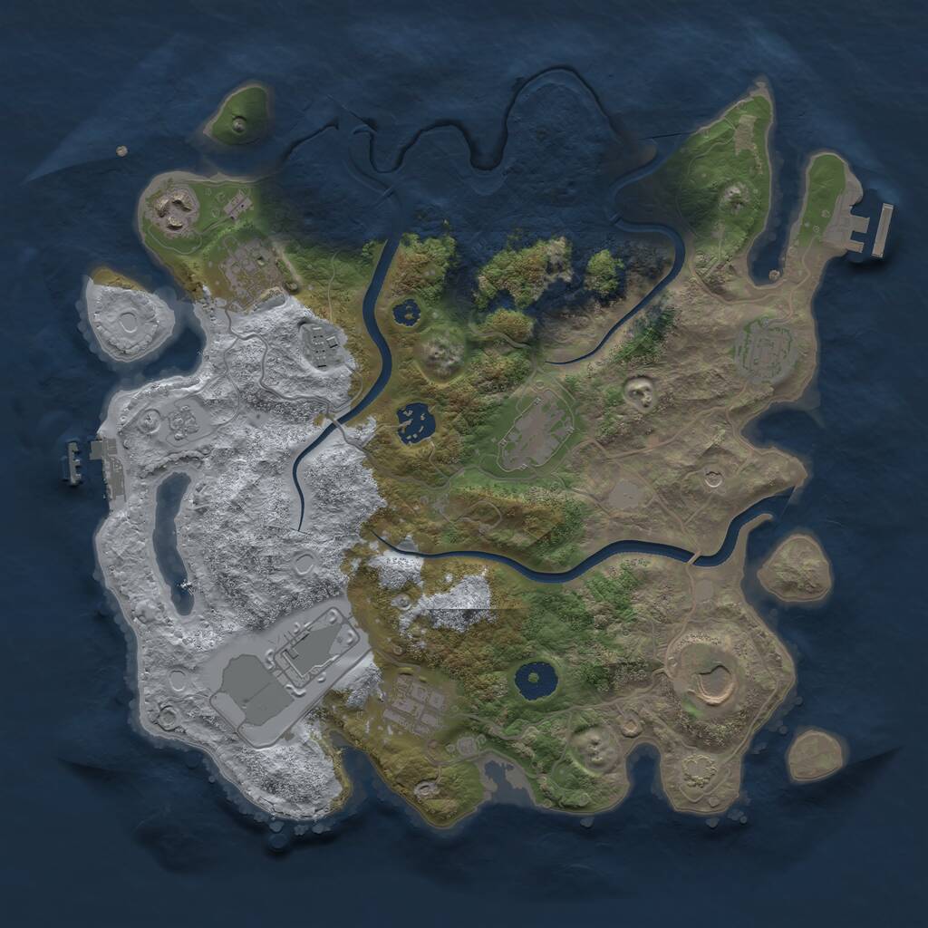Rust Map: Procedural Map, Size: 3500, Seed: 3793303, 15 Monuments