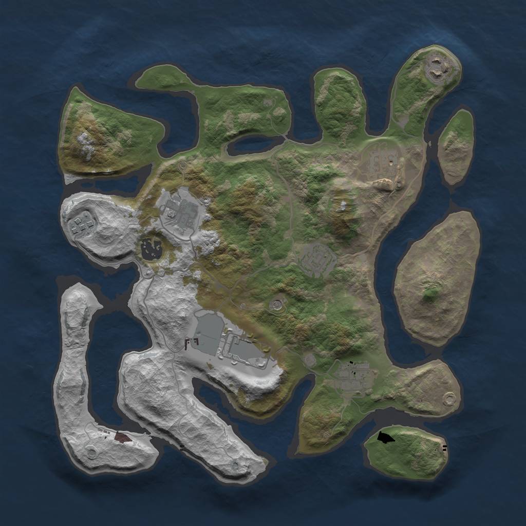 Rust Map: Barren, Size: 3500, Seed: 96465123, 11 Monuments