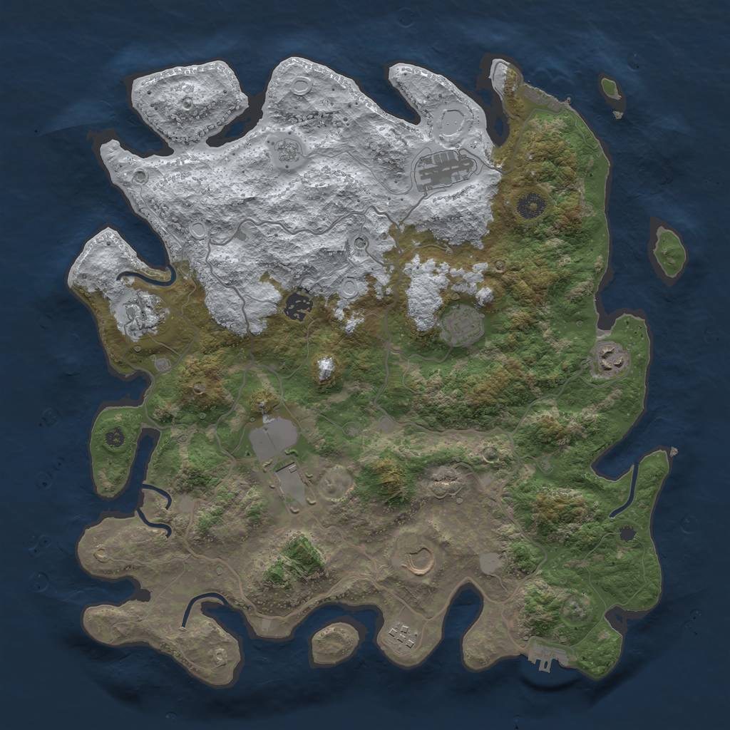 Rust Map: Procedural Map, Size: 4000, Seed: 1746991943, 17 Monuments