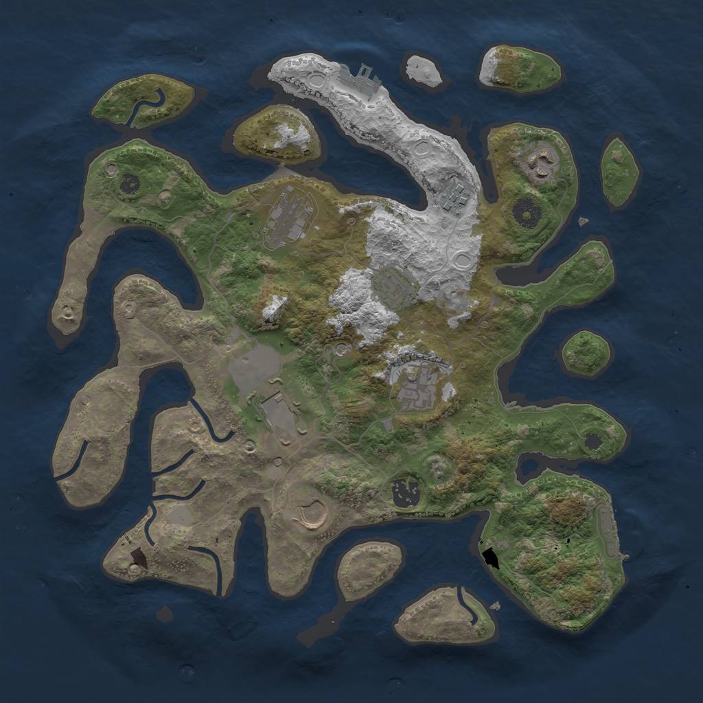 Rust Map: Procedural Map, Size: 3600, Seed: 1570982099, 16 Monuments