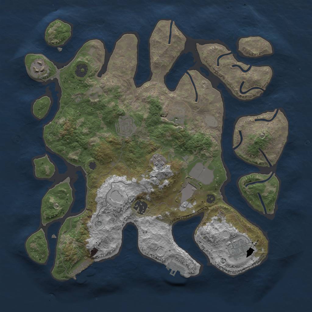Rust Map: Procedural Map, Size: 3510, Seed: 5242276, 15 Monuments