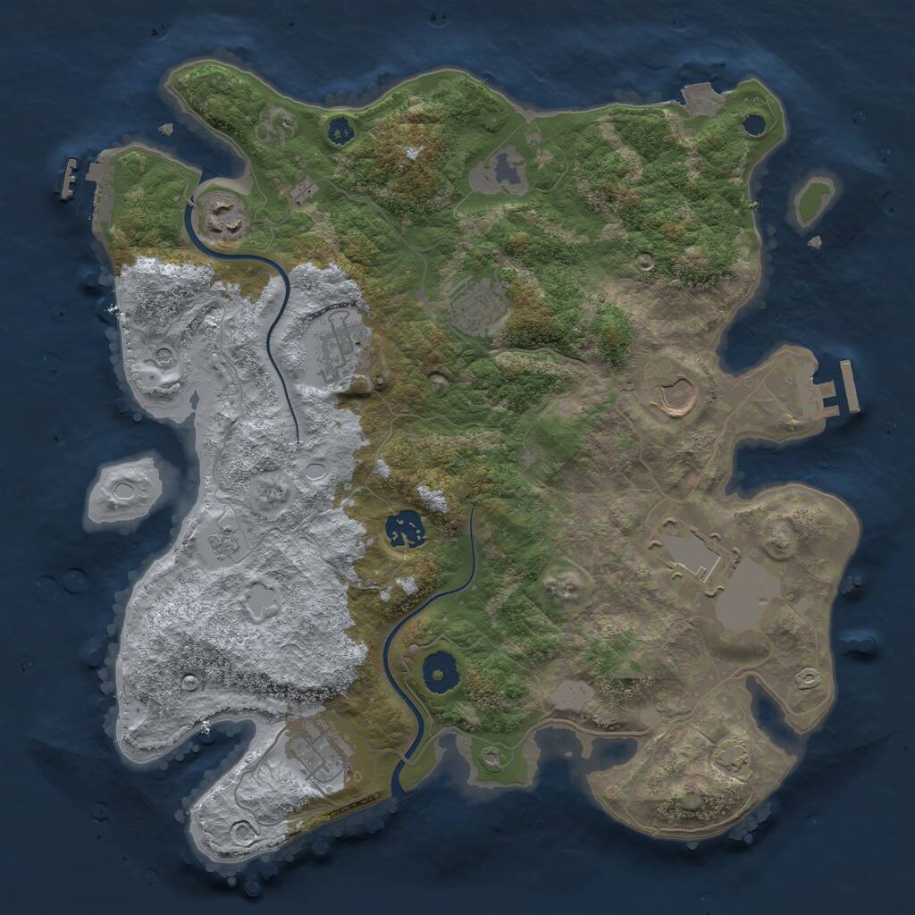 Rust Map: Procedural Map, Size: 3500, Seed: 564742, 13 Monuments