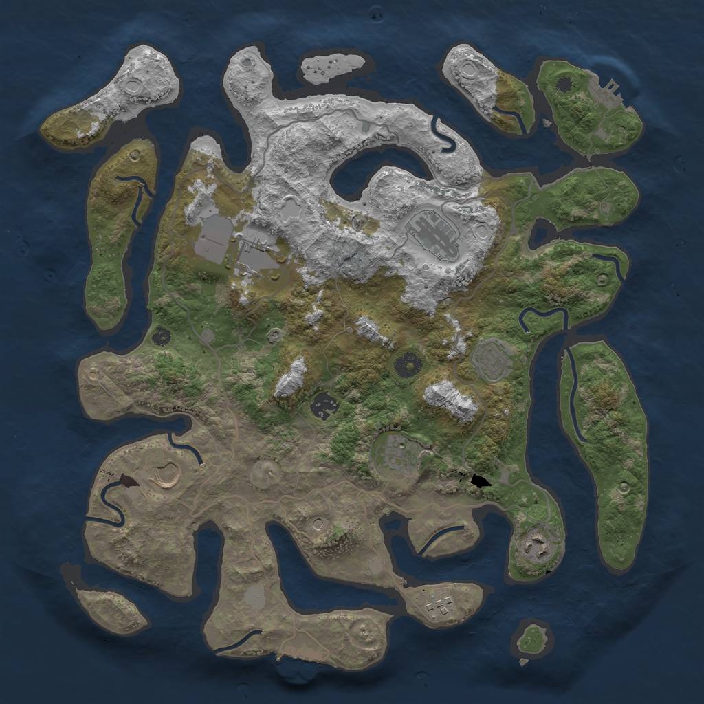 Rust Map: Procedural Map, Size: 4000, Seed: 893592, 16 Monuments