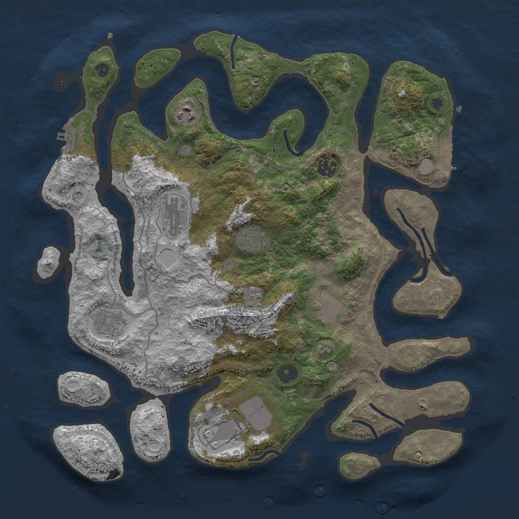 Rust Map: Procedural Map, Size: 4000, Seed: 464242, 16 Monuments