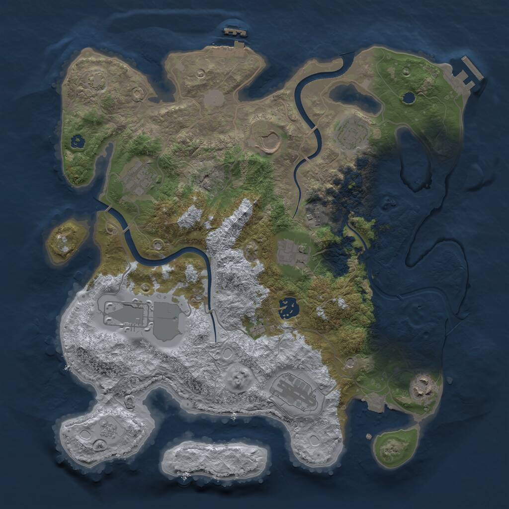 Rust Map: Procedural Map, Size: 3550, Seed: 20668, 15 Monuments